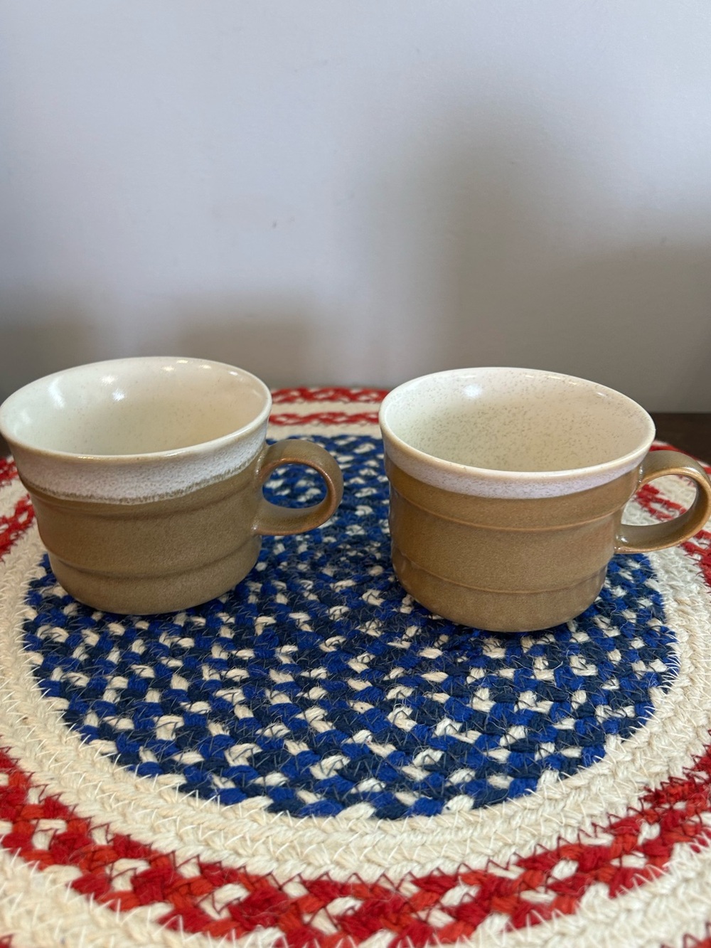 2 Vintage Mikasa Country Manor Brown Speckle Stoneware 8oz Mugs Cups Japan J1000